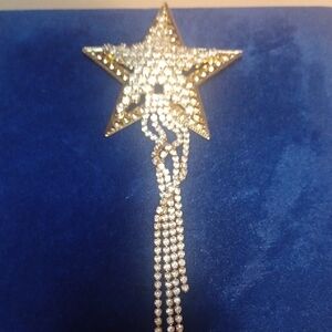 Kirks Folly Gold Rhinestone Star Brooch